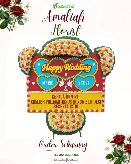 Papan Bunga Pernikahan Gerem Merak